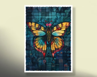 MtG Sleeves: Stained Glass Mothman! 100+ Top Quality! Colorful, Sharp! This is Your Deck -- Protected and Lookin' Good!