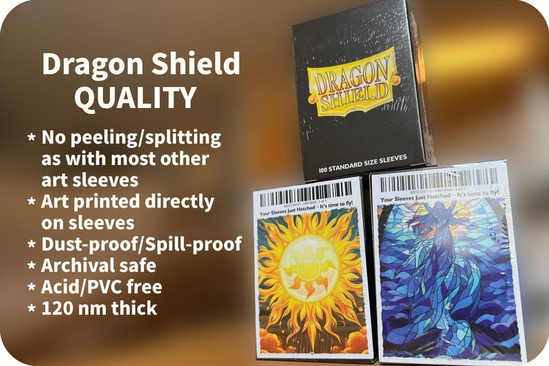 a box of dragon shield cards sitting on top of each other