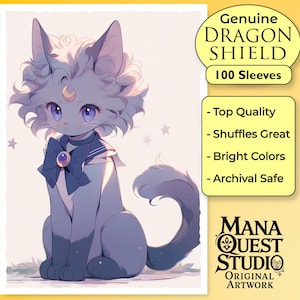 Pochettes MtG : chat bleu anime ! Plus de 100 pochettes de cartes magiques de qualité supérieure ! Image colorée et nette ! Ceci est votre terrasse : protégée et belle apparence !