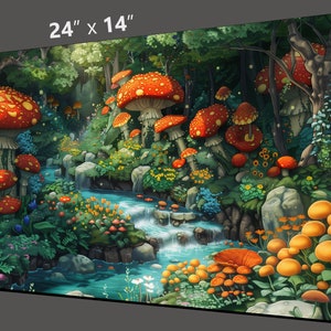 MtG Playmat: Mushroom Heaven! 24&quot;x14&quot; - Colorful, Sharp Image - Smooth, Quality Game Mat for Magic the Gathering and other TCGs!