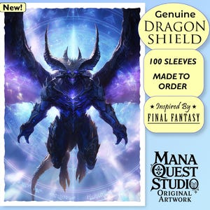 MTGスリーブ：バハムート Ascendent！ファイナルファンタジーにインスパイアされたドラゴンシールドスリーブ100枚入り。耐久性、鮮やかさ、そして印象的なデザイン