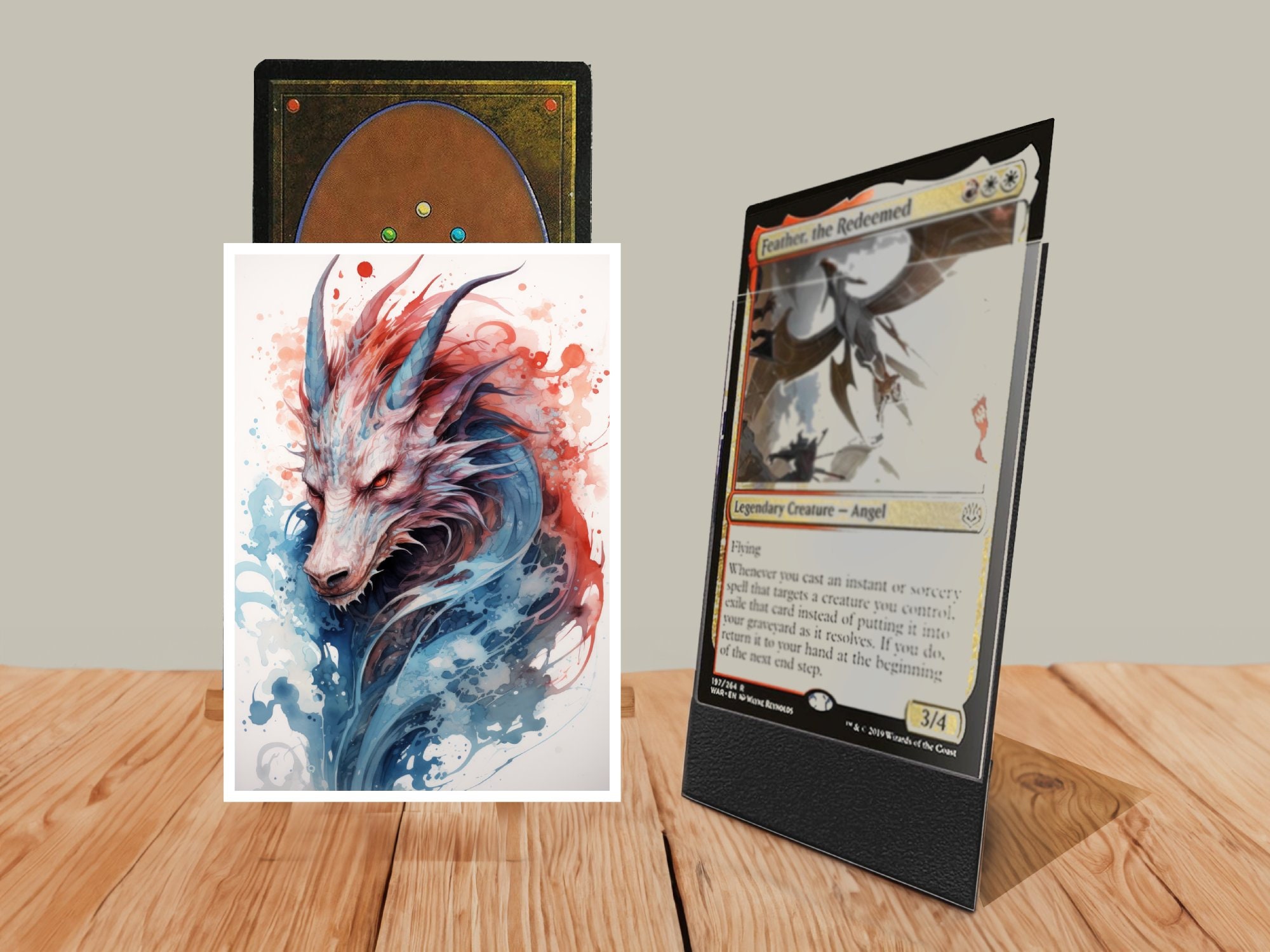 MtG スリーブ: 水彩ブルー ドラゴン! 100 種類以上の最高品質の