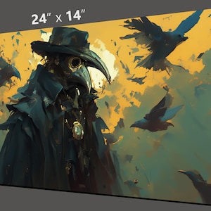 MtG Playmat: Plague Doctor Arrives! 24"x14" - Colorful, Sharp Image - Smooth, Quality Game Mat for Magic the Gathering and other TCGs!