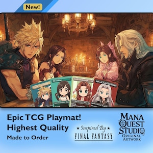 MtG Playmat: Magic in 7th Heaven! Final Fantasy Inspired Game Mat, Vibrant Full-Print, Unique Gift, Premium Quality