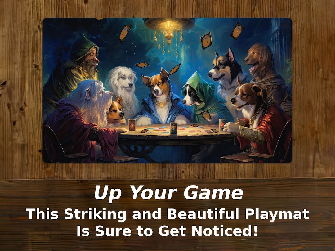 Mtg Playmat Dogs Playing Magic 24x14 Colorful, Sharp Image Smooth Game