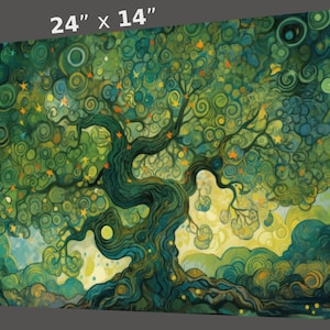 MtG Playmat: Van Gogh-Style Tree! 24&quot;x14&quot; - Sharp Image-Smooth Game Mat for Magic the Gathering and other TCGs!