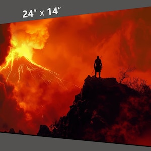 MtG Playmat: The Mountain Erupts! 24&quot;x14&quot; - Colorful, Sharp Image - Smooth, Quality Game Mat for Magic the Gathering and other TCGs!