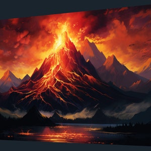 MtG Playmat: The Mountain Cracks and Bleeds! 24"x14"-Colorful, Sharp Image-Smooth Game Mat for Magic the Gathering!