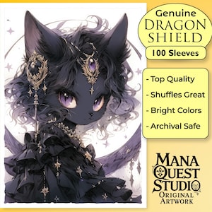 MtG-hoezen: anime-zwarte kat! 100+ magische kaarthoezen van topkwaliteit! Kleurrijk, scherp beeld! Dit is jouw deck: beschermd en ziet er goed uit!