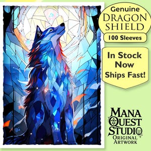 MtG Sleeves: Stained Glass Wolf - 100+ Top Quality Magic Card Sleeves! This is Your Deck -- Protected and Lookin&#39; Good!