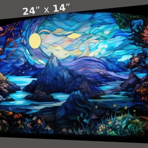 MtG Playmat: Stained Glass Sea! 24"x14"-Colorful, Sharp Image-Game Mat for Magic the Gathering and other TCGs!