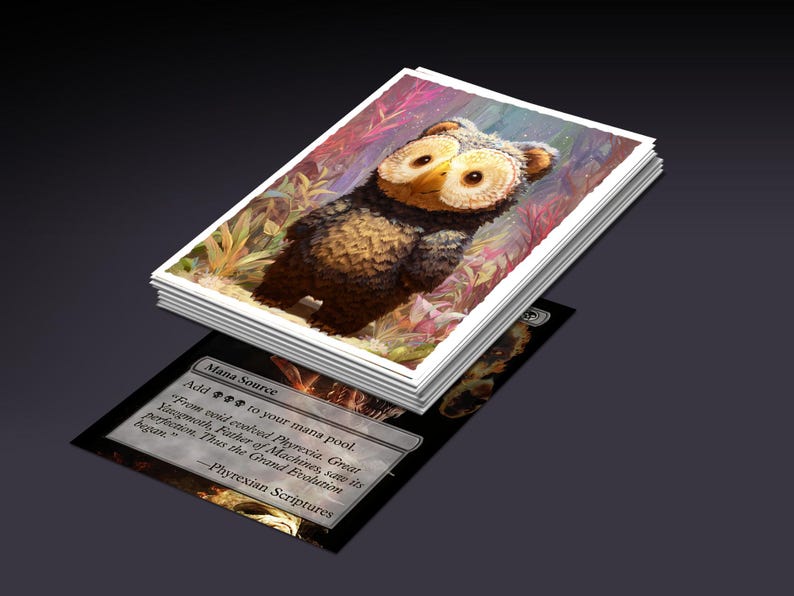 a card with an image of an owl on it