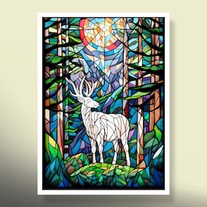 MtG Hülsen: Stained Glass White Deer! 100+ hochwertige Kartenhüllen! Das ist Dein Deck -- Geschützt und gut aussehend!