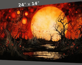 Marais rouge - Tapis de jeu MTG – 24 × 14 tapis Fantasy TCG, impression colorée/nette