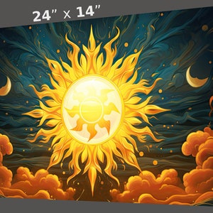 MtG Playmat: White Mana Sun! 24&quot;x14&quot; - Colorful/Sharp Image-Smooth Game Mat for Magic the Gathering and other TCGs!