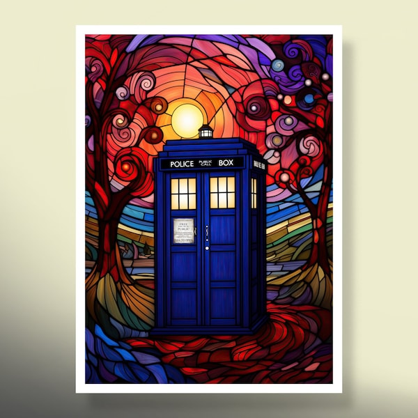 MtG Sleeves: Stained Glass TARDIS! 100+ Top Quality Sleeves! Colorful, Sharp Image! This is Your Deck -- Protected and Lookin' Good!