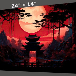 MtG Playmant Japanese High Moon! 24&quot;x14&quot; - Colorful, Sharp Image - Smooth Game Mat for Magic the Gathering - Plus Free Playmat Sleeve!