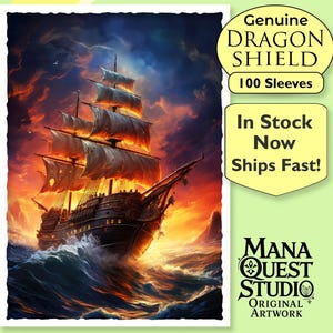 MtG Sleeves: A Tall Ship at Sunset! 100+ Top Quality Card Sleeves! Colorful, Sharp Image! This is Your Deck -- Protected and Lookin' Good!