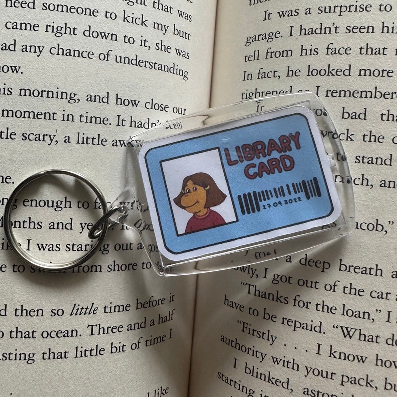 Keychain Library DW Library Card Keychain | Custom Personalized Rectangle Key Ring | 90s ...