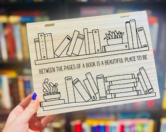 Engraved Wooden Bookmark Storage Box: Book Lover Keepsake
