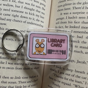 Arthur Library Card Keychain | Custom Personalized Rectangle Key Ring | 90s Nostalgia, Book Lover Gift, Retro Design, Bookish Keychain, Book