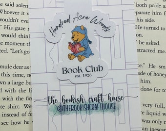 Hundred Acre Woods Book Club Magnetic Bookmark Winnie The Pooh | Book Lovers Page Marker | Bookish Gift for Readers Cartoon Design Bear