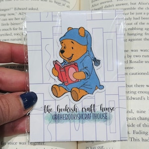 Winnie The Pooh Reading Magnetic Bookmark | Page Marker, Book Lover | Bookish Gift for Readers Cartoon Design, Pooh Bear, Reader Gift