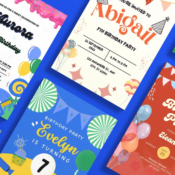 Whimsical Wonders: Unique Birthday Invitations for Every Celebration. Custom Party Cards, Vibrant Celebrations, Creative Designs,