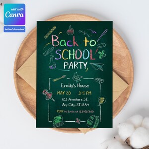 Editable Back to School Party Invitation Template (Digital)