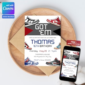 Sneaker Ball Birthday Invitation: Printable, Editable in Canva