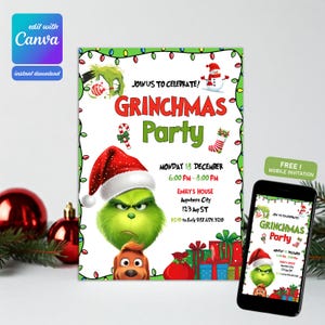 Editable Grinchmas Party Invitation Template (Digital Download)
