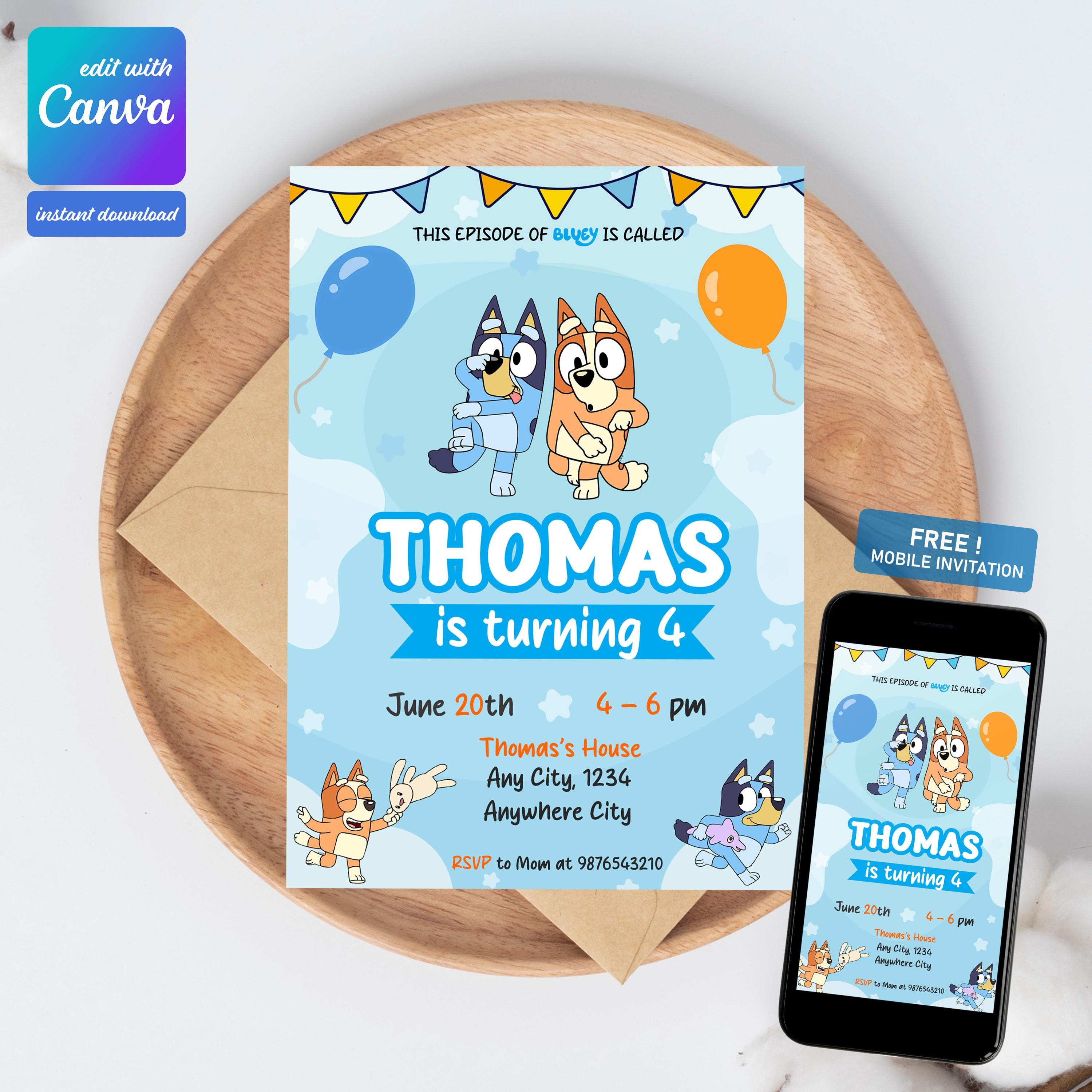 Bluey Mobile & Print Invite