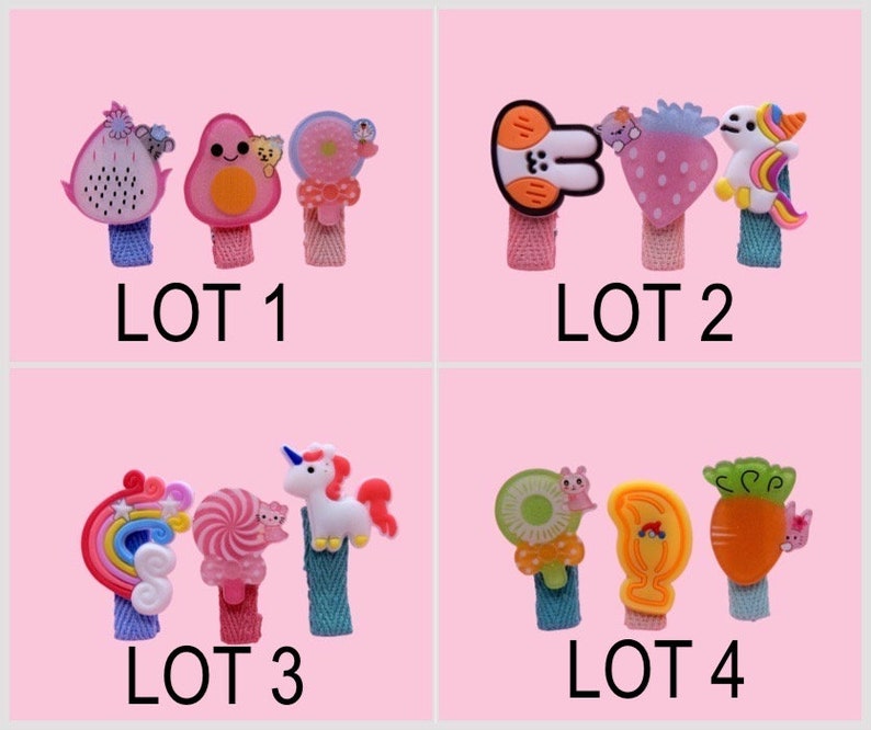 ENFANT LOT de 3 Barrettes Pinces à Cheveux SILICONE Personnage Dessin Animé Licorne image 2