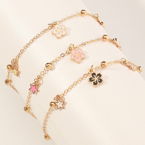 ENFANT - Bracelet Fantaisie - Fleurs Etoiles - Mignon