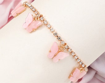 Pulsera elegante - Mariposa - Lindo - Aleación de diamantes de imitación artificiales