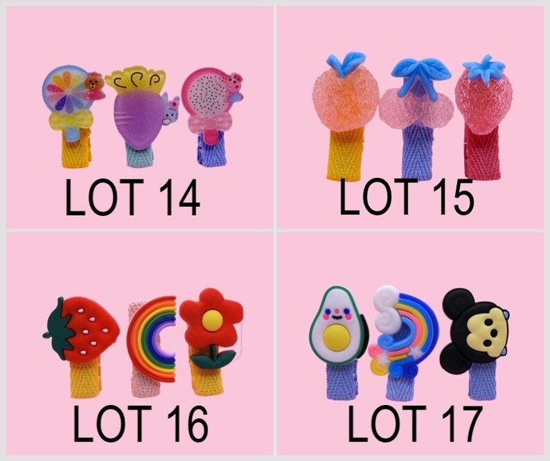 ENFANT LOT de 3 Barrettes Pinces à Cheveux SILICONE Personnage Dessin Animé Licorne image 5