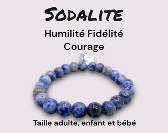 Bracciale in Pietra Naturale - Sodalite - Umiltà Fedeltà Coraggio