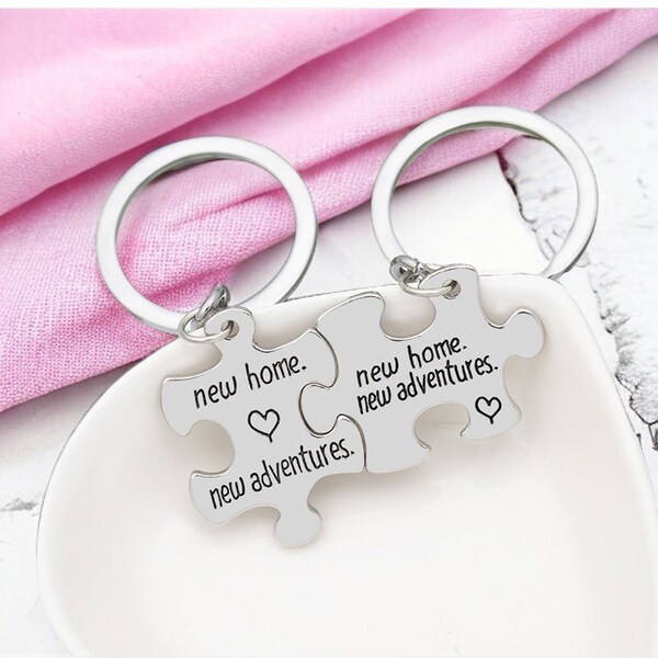 Porte Clés | Puzzle Nouvelle Maison Séparé en deux à partager | Amoureux | Meilleurs Amis | Pendentif Sac BFF Best Friends