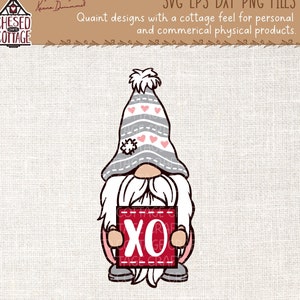 Valentijnsdag SVG, kabouter SVG, Valentine Gnome Svg, Valentine Svg, Gnome Valentine Png, XOXO svg, Valentine Gnome Clipart, digitale download