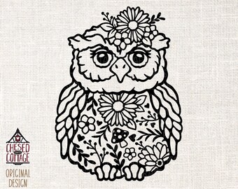 Owl SVG, Floral Owl Svg, Owl PNG, Woodland Animal SVG, Forest Animal Svg, Owl Svg for Cricut, Digital Download