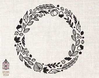 Fall Wreath SVG, Fall SVG, Autumn SVG, Fall Shirt Png, Svg Wreath Fall, Circle Monogram Wreath Svg, Dxf, Eps, Digital Download