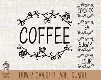 Flower Canister Label SVG Bundle, Country Label Set for Canister svg, Canister Label svg, Coffee Canister Label svg, Digital Download