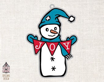 Étiquette de Noël SVG, étiquette de bonhomme de neige, SVG, étiquette de cadeau de Noël SVG, étiquette de cadeau de vacances Svg, calque papier coupé fichier, téléchargement numérique
