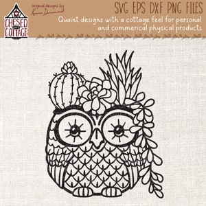 Eule SVG, Sukkulente SVG, Pflanze SVG, Eule Sukkulente Pflanzer SVG, Blumen SVG, Kaktus SVG, Wohnkultur SVG, Sukkulente Png, digitaler Download