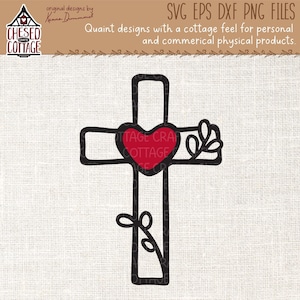 Cross SVG, Cross with Heart SVG, Christian SVG, Floral Cross Svg, Heart and Cross Svg, Faith Svg, digitale download