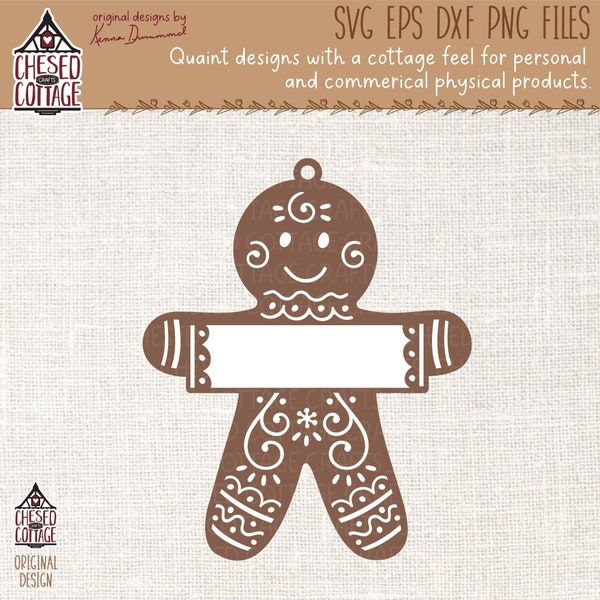 Christmas Tag SVG, Gingerbread Man SVG, Christmas Gift Tag SVG, Holiday Gift Tag Svg, Layered Paper Cut File, Monogram Svg, Digital Download