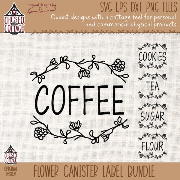 Flower Canister Label SVG Bundle, Country Label Set for Canister svg, Canister Label svg, Coffee Canister Label svg, Digital Download