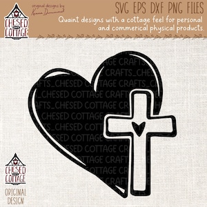 Heart Cross Svg, Heart with Cross SVG, Heart and Cross SVG, Cross SVG, Heart Svg, Christian Svg, Religious Svg, Digital Download