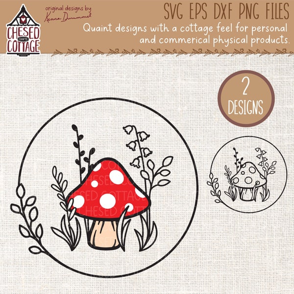 Mushroom SVG, Red Mushroom SVG, Wreath SVG, Mushroom Wreath Svg, Cottagecore Svg, Cottage Core Svg, Mushroom Png, Digital Download