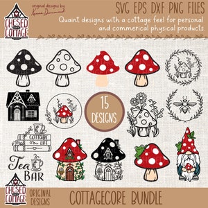Cottagecore SVG Bundle, Mushroom SVG Bundle, Cottagecore SVG, Home Decor Files, Toadstool Bundle, Digital Download